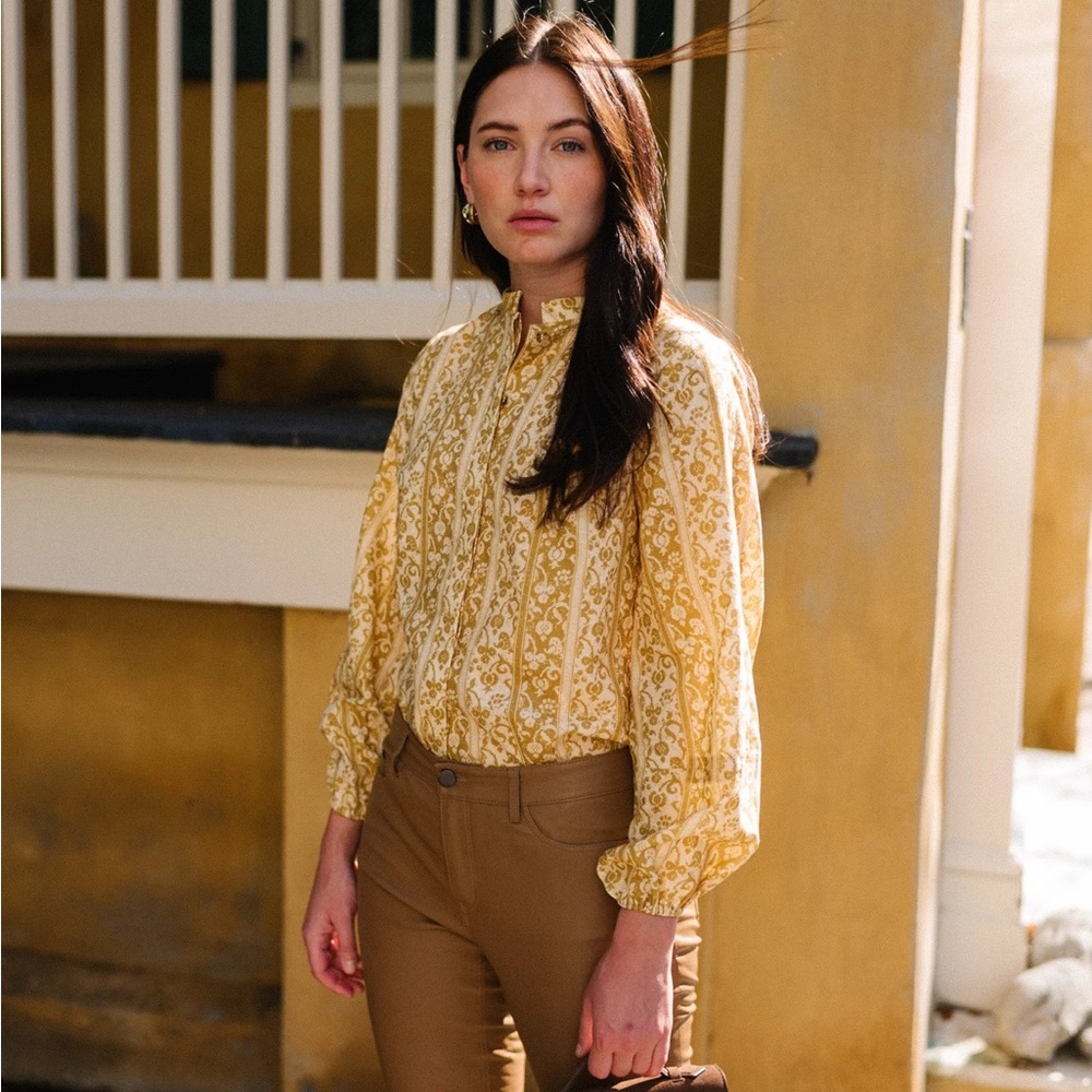 Parterre “Bryce” top in yellow Melograno stripe NWT